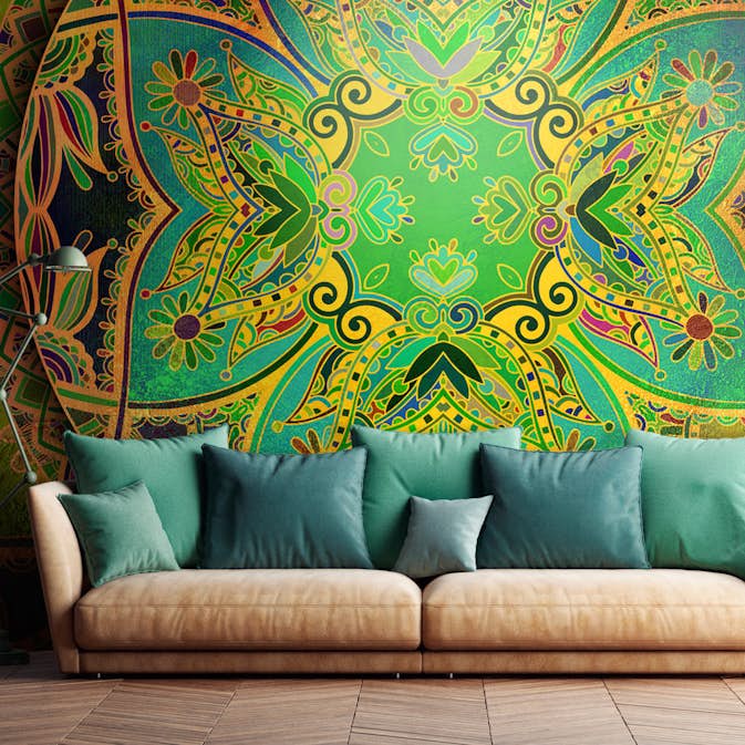 Fototapet Arkiio Självhäftande Mandala Emerald Fantasy