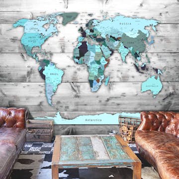 Fototapet Arkiio Självhäftande World Map Blue Continents