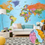 Fototapet Arkiio Självhäftande World Map Colourful Geography II 490x280