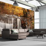 Fototapet XXL Arkiio Autumn landscape waterfall in forest 550x270 cm