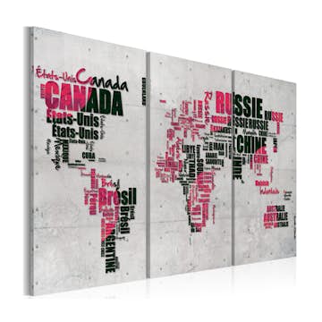 Tavla Arkiio Karta Över Världen Franska Triptych