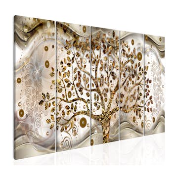 Tavla Arkiio Tree And Waves Brown 5 delar