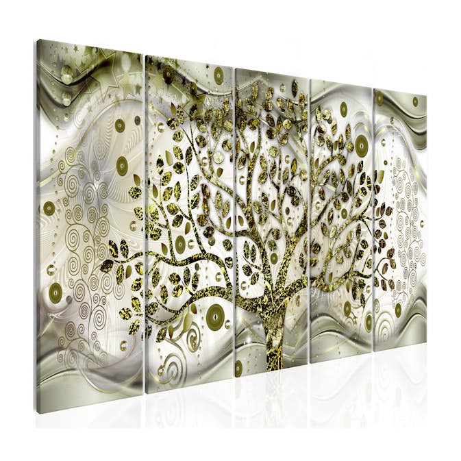 Tavla Arkiio Tree and Waves Green 5 delar