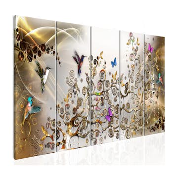 Tavla Arkiio Hummingbirds Dance 5 delar Guld