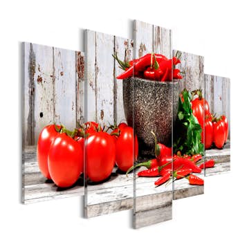 Tavla Arkiio Red Vegetables Wood 5 delar
