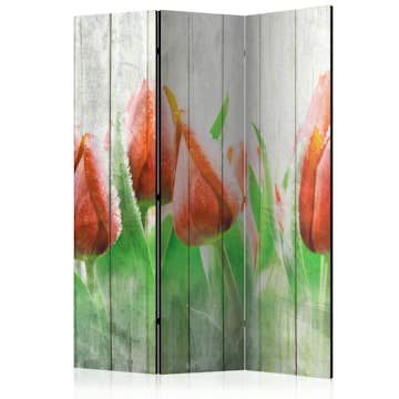 Rumsavdelare Arkiio Red Tulips On Wood 135x172 cm