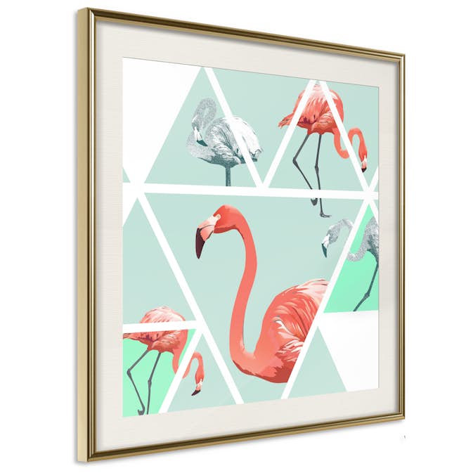 Poster Artgeist Affisch Geometric Flamingos