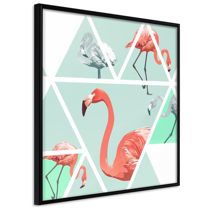 Poster Artgeist Affisch Geometric Flamingos