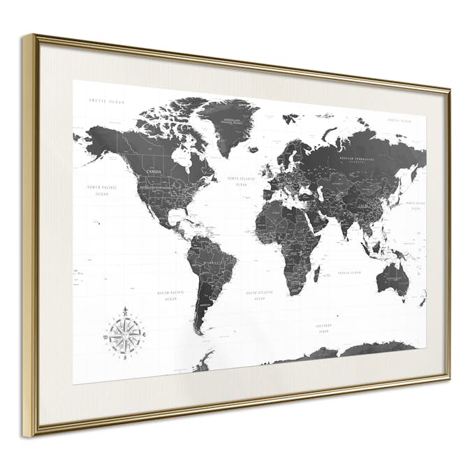 Poster Artgeist Affisch Monochrome Map