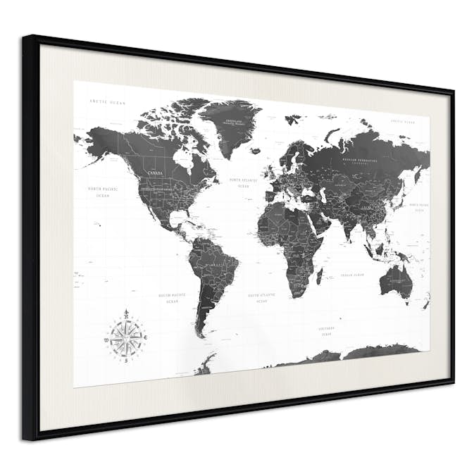 Poster Artgeist Affisch Monochrome Map