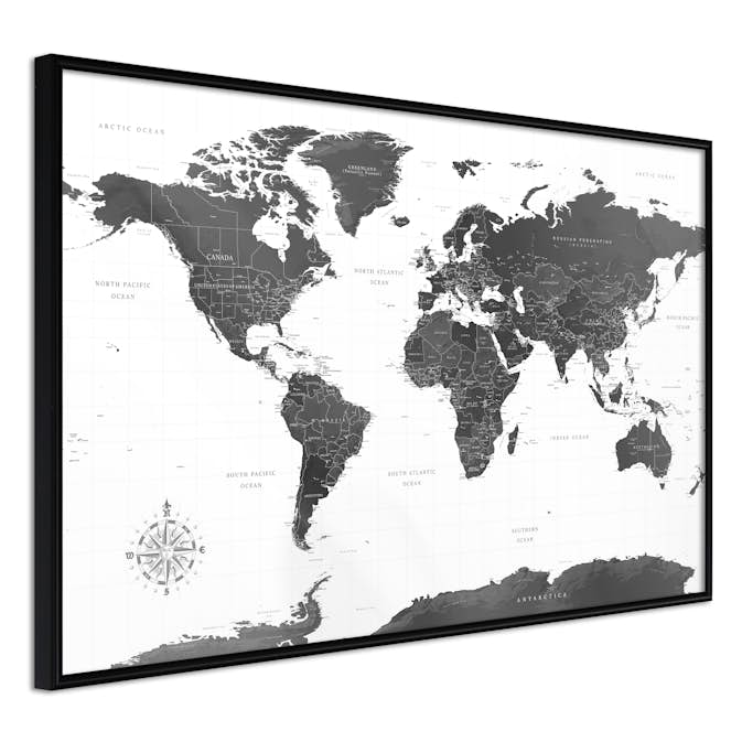 Poster Artgeist Affisch Monochrome Map