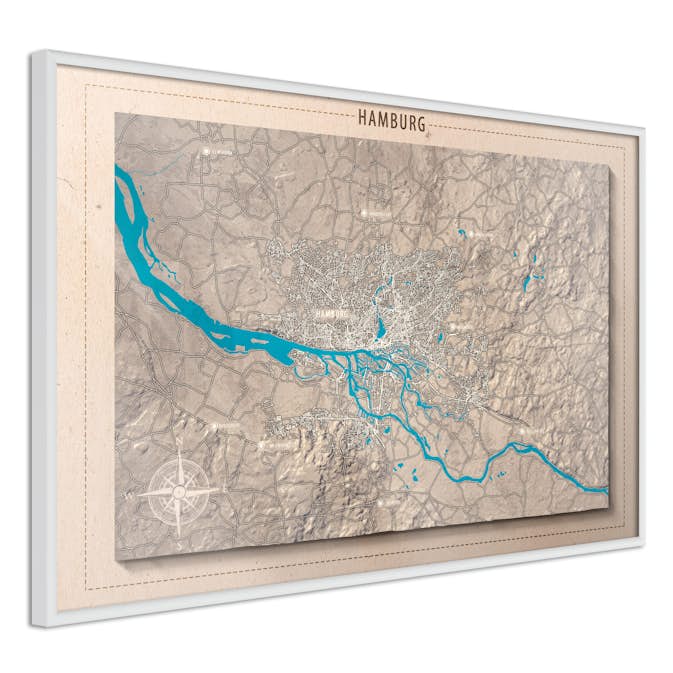 Poster Artgeist Affisch Isometric Map Hamburg