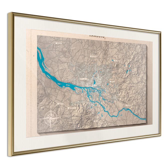 Poster Artgeist Affisch Isometric Map Hamburg