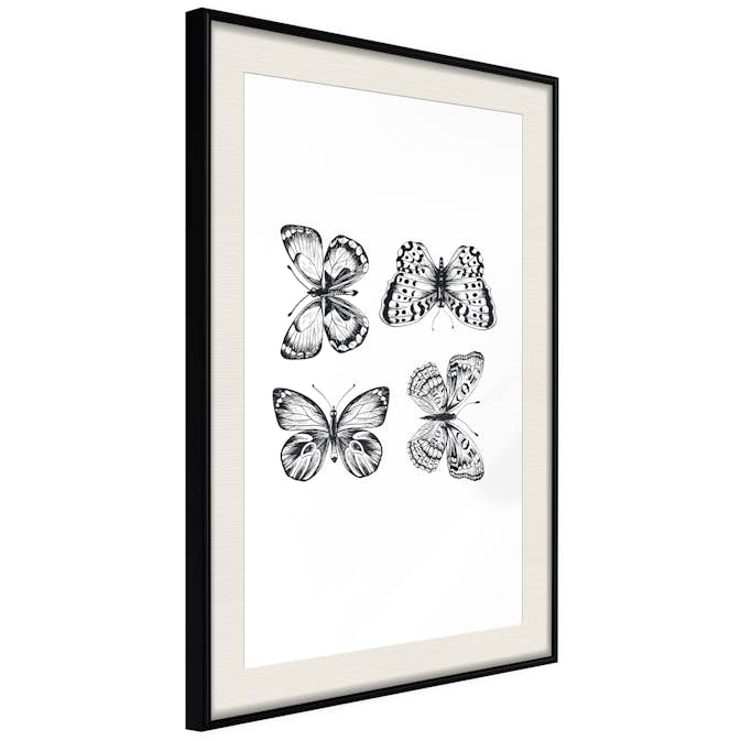 Poster Artgeist Affisch Four Butterflies