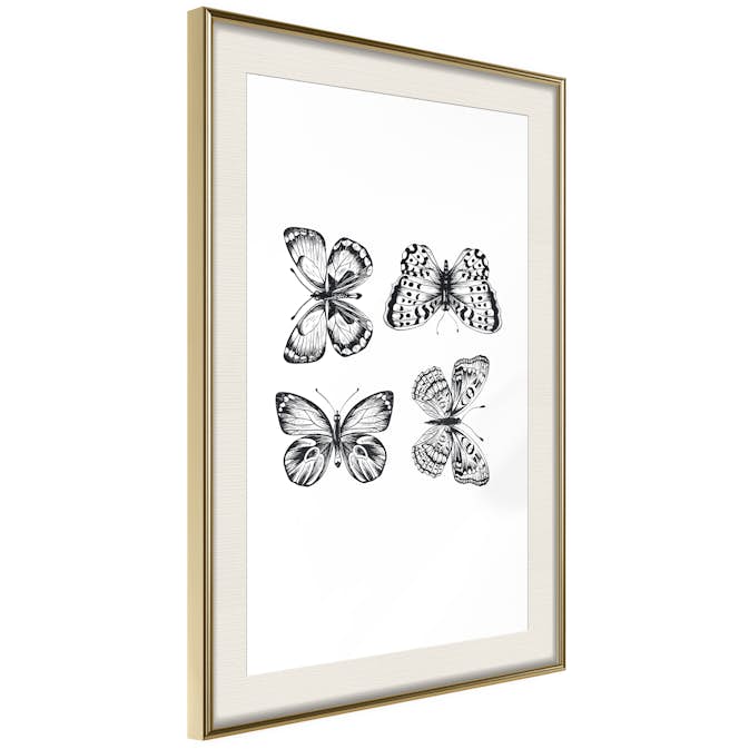 Poster Artgeist Affisch Four Butterflies