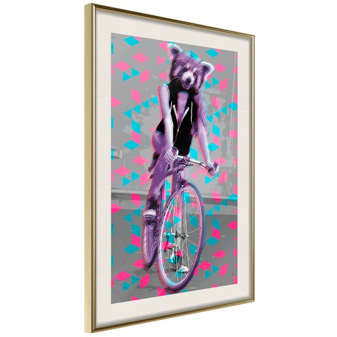 Poster Artgeist Affisch Raccoon On The Bike
