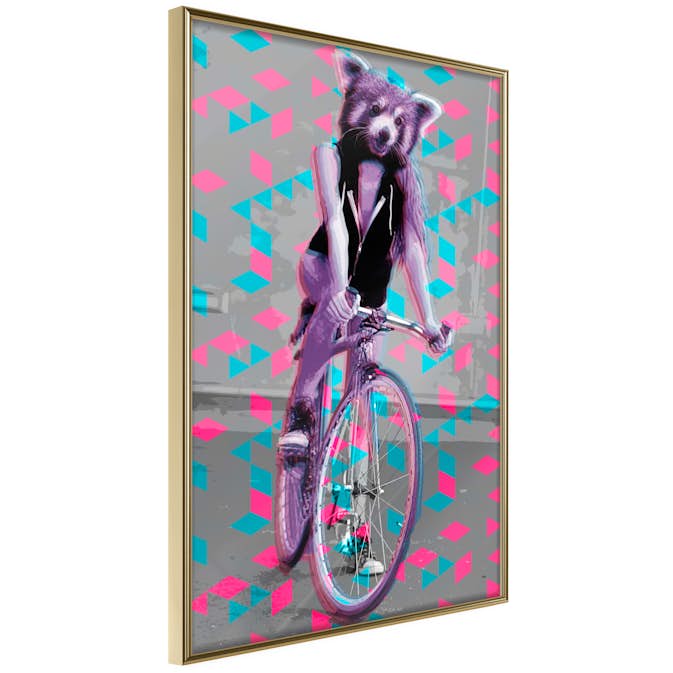 Poster Artgeist Affisch Raccoon On The Bike