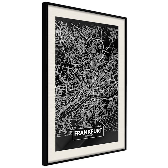 Poster Artgeist Affisch Dark Map of Frankfurt