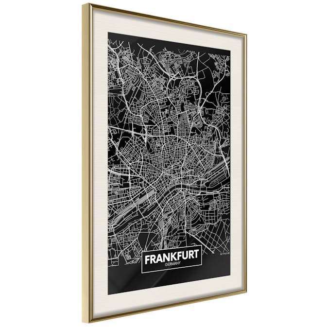 Poster Artgeist Affisch Dark Map of Frankfurt