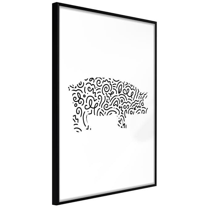Poster Artgeist Affisch Black and White Piggy