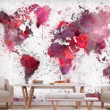 Fototapet Arkiio World Map: Red Watercolors
