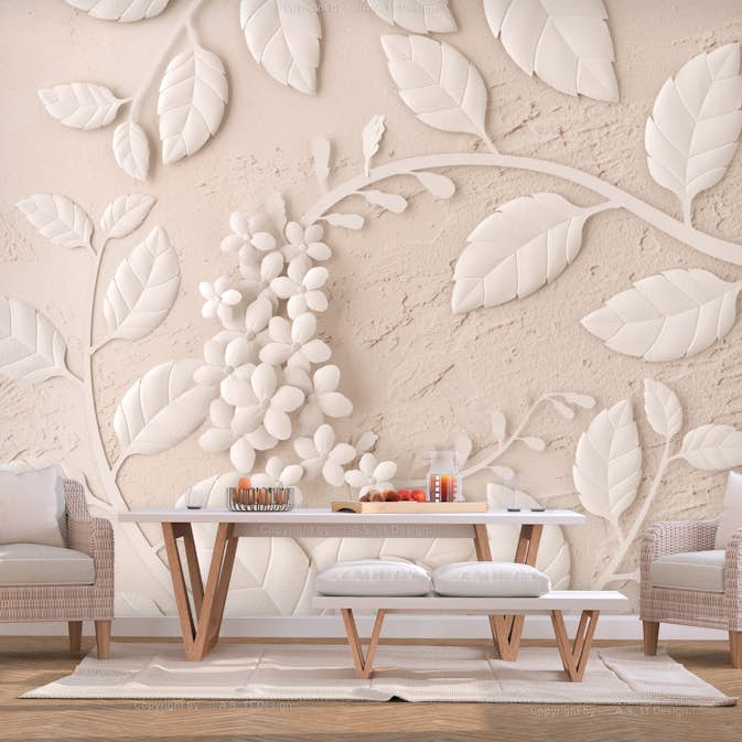 Fototapet Arkiio Paper Flowers Beige