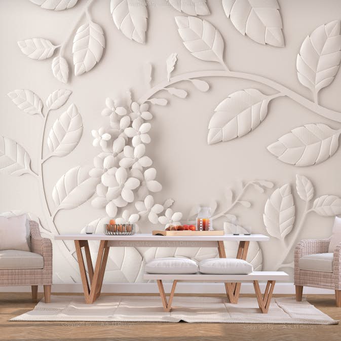 Fototapet Arkiio Paper Flowers Cream