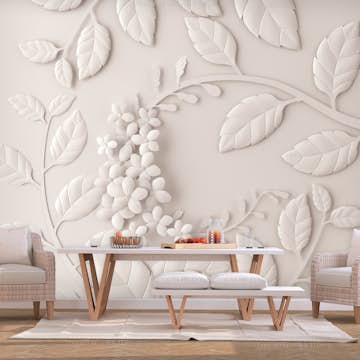 Fototapet Arkiio Självhäftande Paper Flowers Cream