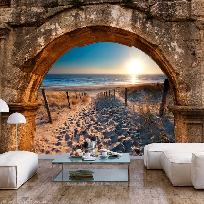 Fototapet Arkiio Självhäftande Arch And Beach
