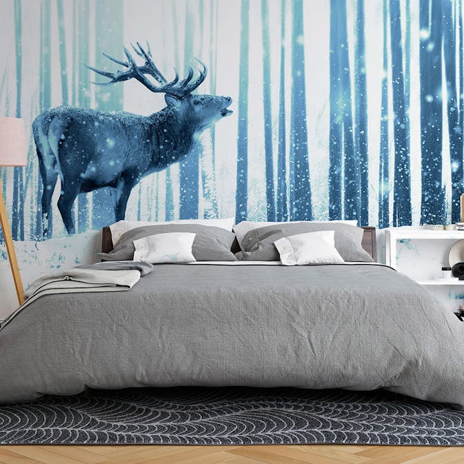 Fototapet Arkiio Deer in the Snow (Blue)