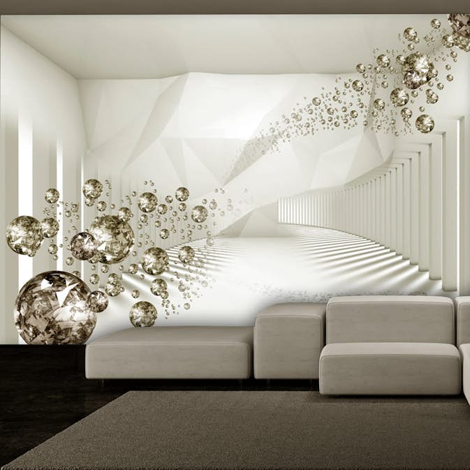 Fototapet Arkiio Självhäftande Diamond Corridor Beige