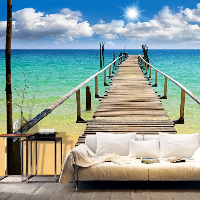Fototapet Arkiio Beach, Sun, Bridge