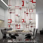 Fototapet Arkiio Concrete, red frames and white knobs 50x1000 cm