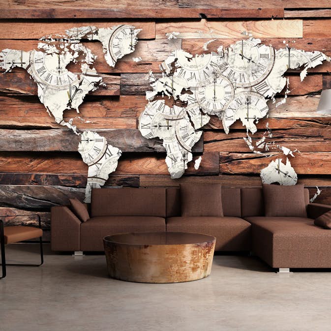 Fototapet Arkiio Självhäftande Map On Wood