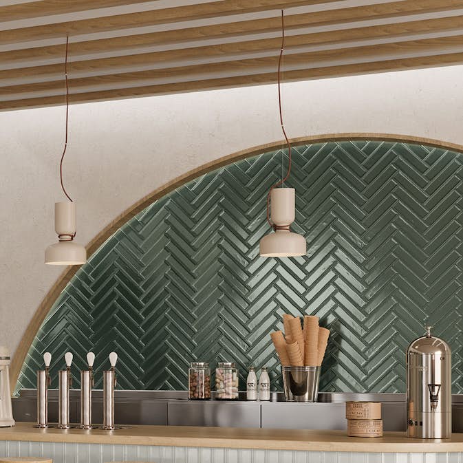 Kakel Tenfors Jewell Green Blank 7,5x30 cm