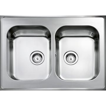 Heltäckande Diskbänk Intra Atlantic H 610 med Korgventil och Kranhål Vändbar