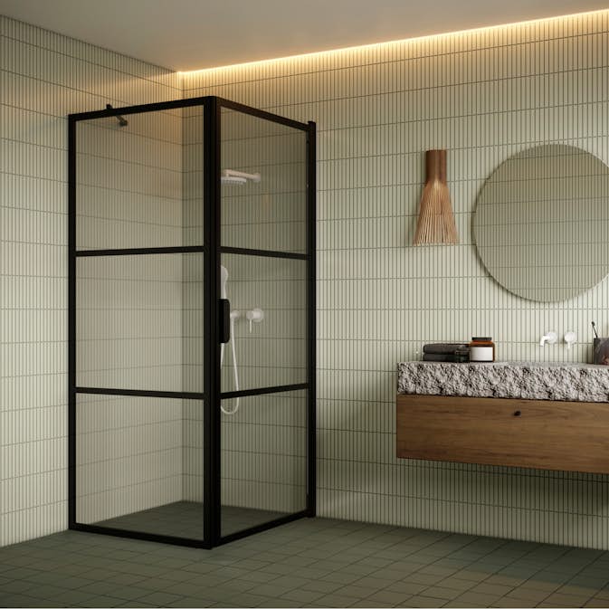 Duschhörn Hietakari Bläk 760 Tokyo Fast Vägg och Vändbar Dörr