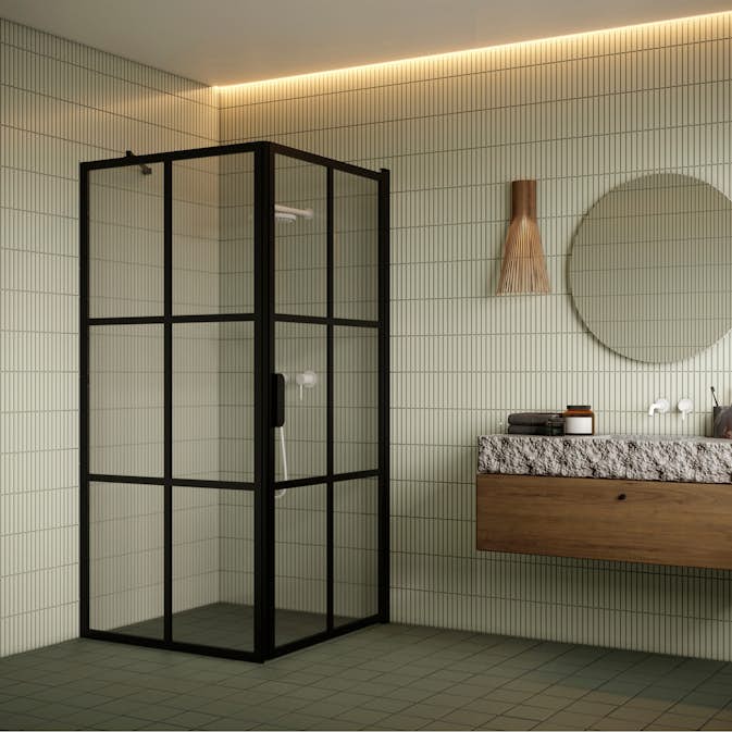 Duschhörn Hietakari Bläk 765 Paris Fast Vägg och Vändbar Dörr