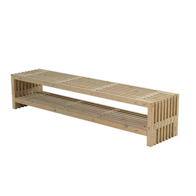 Trädgårdsbänk PLUS Rustik Design med Hylla 2180 mm