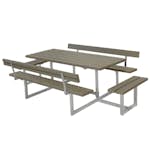Picknickbord PLUS Basic med Extra Sittplatser Gråbrun Utomhus