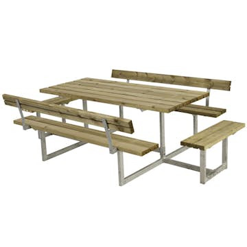 Picknickbord PLUS Basic med Extra Sittplatser Tryckimpregnerat Trä Utomhus