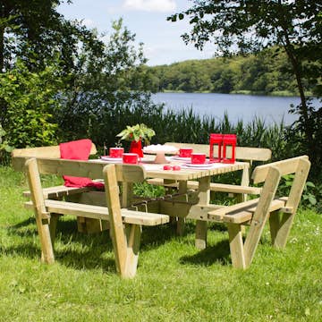 Picknickbord PLUS Fyrkantigt med Ryggstöd Utomhus