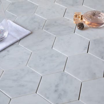 Natursten ArtStone Bianco Carrara C Hexagon Polerad 5x5 cm