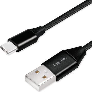 USB-C Ladd/synk-kabel LogiLink USB 2.0 15W 0,3 m Textil