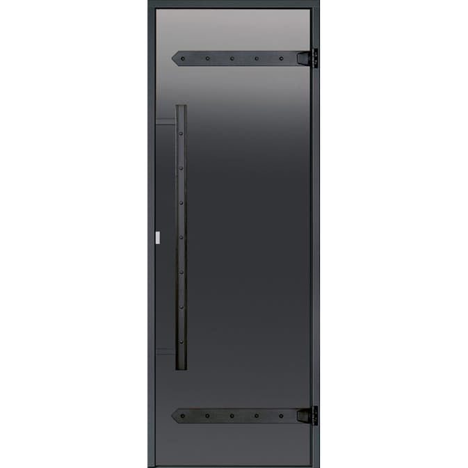 Glasdörr Harvia Legend Rökgrå med Svart Furukarm 7x19