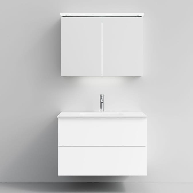 Tvättställsskåp Temal Astra med Tvättställ Onni och Spegelskåp Highlight