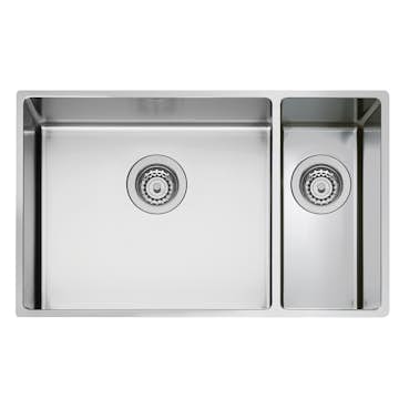 Diskho DecoSteel XV 5018 Rostfri Dubbel med Korgventil & Vattenlås