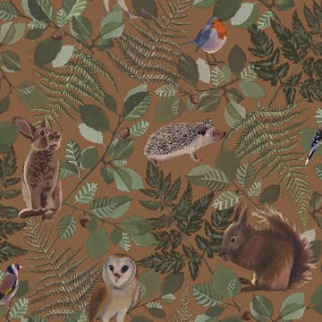Tapet ESTAhome Skogens Djur Brunt Och Grönt EW139251