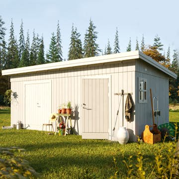 Förråd Palmako Kalle 16,9 m² Redskapsbod i Trä med Pulpettak & Dubbla Dörrar