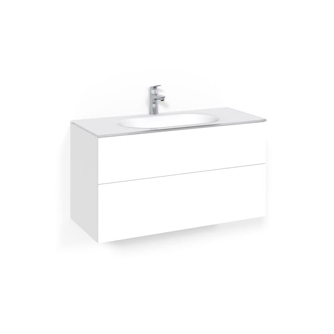 Tvättställsskåp Macro Design Crown Push Open Med Glastvättställ